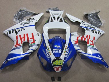 Custom 2009-2011 White Blue Red Fiat Motul Dunlop 46 Yamaha YZF R1 Motorcycle Fairings