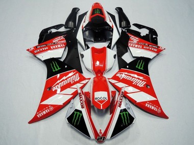 Custom 2012-2014 White Gred Glossy Black Green Monster Milwaukee Maxxis Rocol Yamaha YZF R1 Motorcycle Fairings