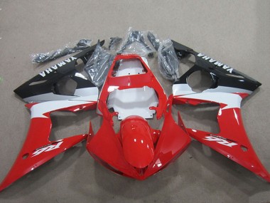 Custom 2003-2004 Red White Glossy Black Yamaha YZF R6 Motorcycle Fairing Kits