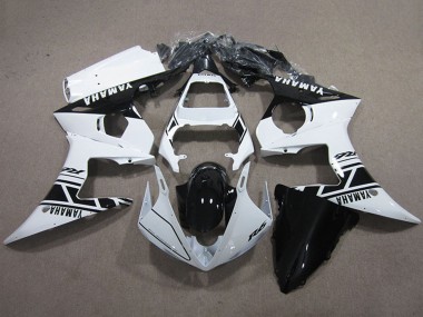 Custom 2003-2004 White Glossy Black Yamaha YZF R6 Motorcycle Fairings Kits