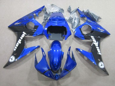 Custom 2003-2004 Blue Glossy Black Jordan Yamaha YZF R6 Motorcycle Fairings