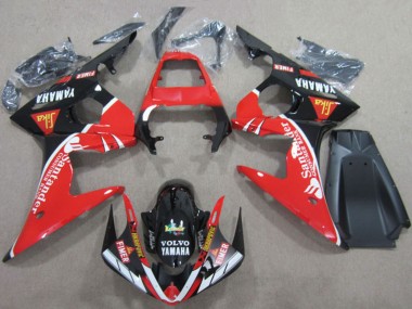 Custom 2003-2004 Red White Glossy Black Santander Fimer Volvo Yamaha YZF R6 Motorcycle Fairings