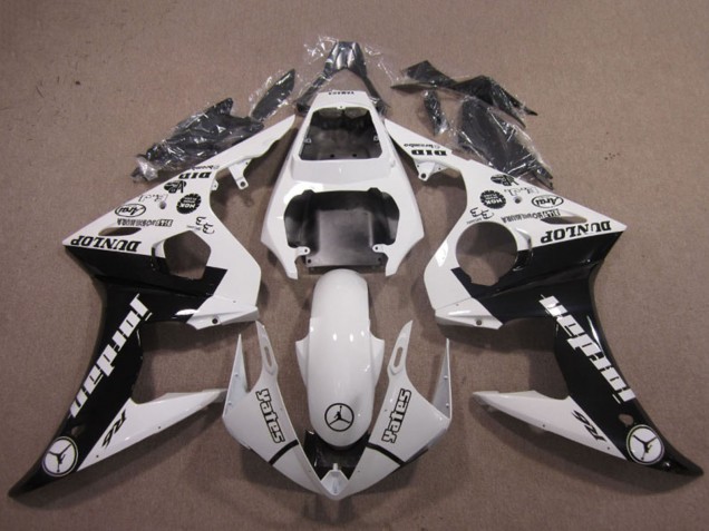 2003-2004 White Glossy Black Jordan Dunlop Yamaha YZF R6 Motorcycle Fairings