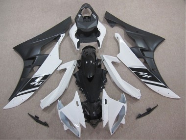 Custom 2006-2007 White Glossy Black Matte Black Yamaha YZF R6 Motorcycle Fairings