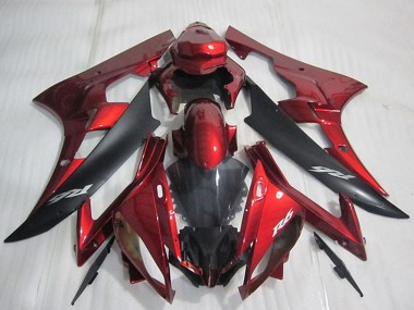 Custom 2006-2007 Red Matte Black Yamaha YZF R6 Bike Fairings