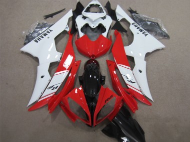 Custom 2008-2016 White Red Glossy Black Yamaha YZF R6 Abs Fairings