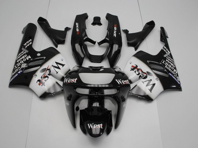 Custom 1994-1997 Black White West Kawasaki ZX9R Motorcycle Replacement Fairings Custom 1994-1997 Black White West Kawasaki ZX9R Motorcycle Replacement Fairings