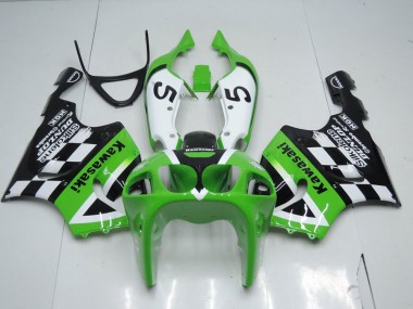 Custom 1996-2003 Green Black and White Kawasaki ZX7R Motor Fairings
