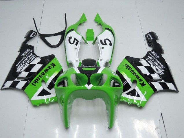Custom 1996-2003 Green Black and White Kawasaki ZX7R Motor Fairings Custom 1996-2003 Green Black and White Kawasaki ZX7R Motor Fairings