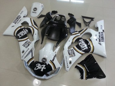 Custom 1998-2002 White Black Yamaha YZF R6 Motorcycle Fairing