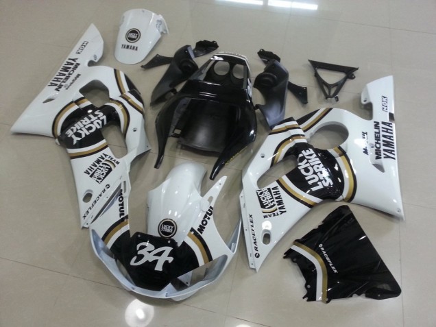 Custom 1998-2002 White Black Yamaha YZF R6 Motorcycle Fairing Custom 1998-2002 White Black Yamaha YZF R6 Motorcycle Fairing
