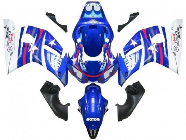 Custom 1998-2002 Blue White Star Fiat Yamaha YZF R6 Motorcyle Fairings