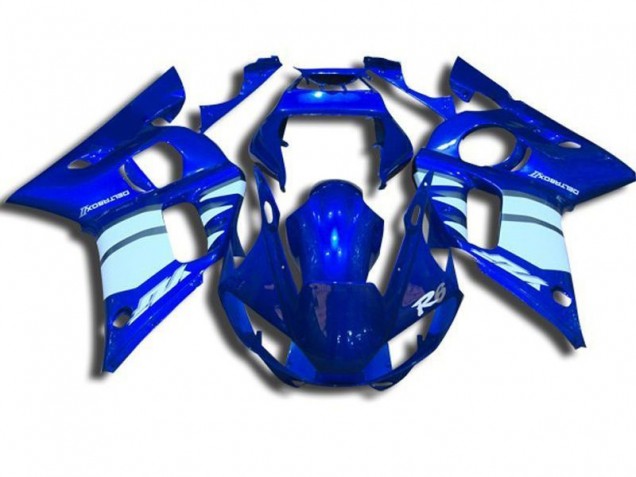 Custom 1998-2002 Blue and White Yamaha YZF R6 Motorbike Fairings Custom 1998-2002 Blue and White Yamaha YZF R6 Motorbike Fairings