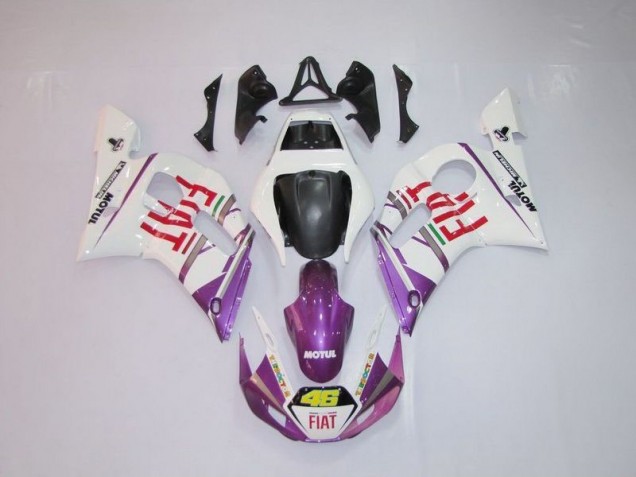Custom 1998-2002 White Purple Fiat 46 Yamaha YZF R6 Motor Fairings Custom 1998-2002 White Purple Fiat 46 Yamaha YZF R6 Motor Fairings