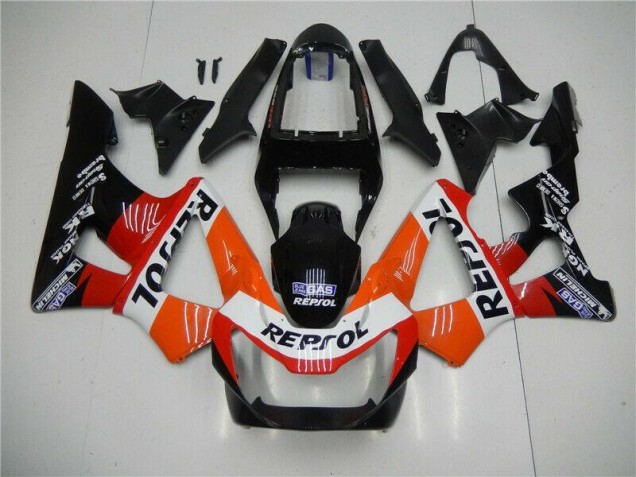 Aftermarket 2000-2001 Orange Red Black Repsol Honda CBR900RR 929RR Motorbike Fairing Kits