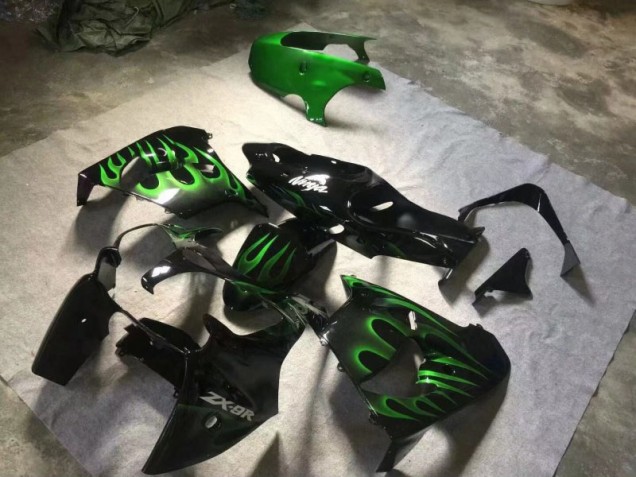 Custom 2000-2001 Glossy Black Green Flame Kawasaki ZX9R Motorcyle Fairings Custom 2000-2001 Glossy Black Green Flame Kawasaki ZX9R Motorcyle Fairings