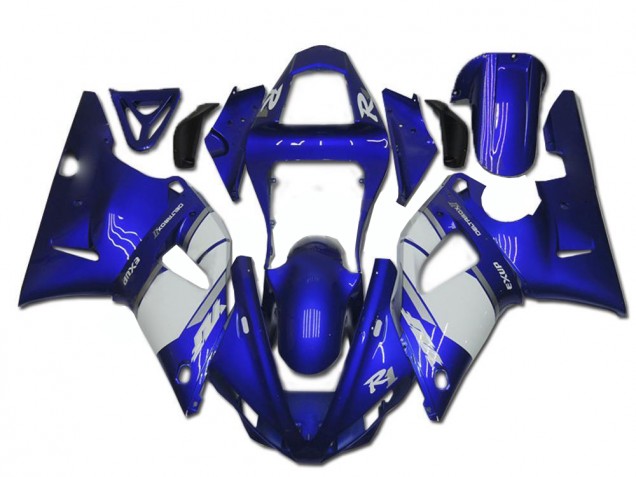 Custom 2000-2001 Blue White Yamaha YZF R1 Motorcycle Fairings