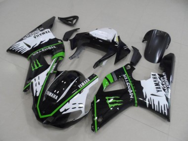 Aftermarket 2000-2001 Black White Green Monster Yamaha YZF R1 Motorbike Fairing