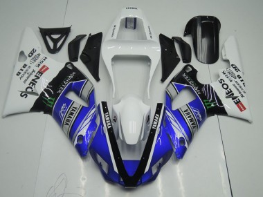 Custom 2000-2001 Blue White ENEOS Monster Yamaha YZF R1 Motor Bike Fairings