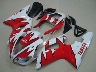 Custom 2000-2001 White Red Flame Yamaha YZF R1 Motorcylce Fairings