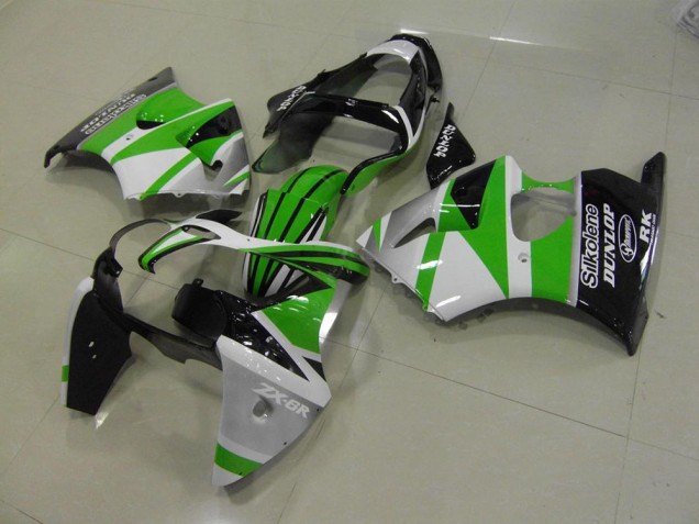 Aftermarket 2000-2002 Green White Stripe Kawasaki ZX6R Motorcycle Bodywork