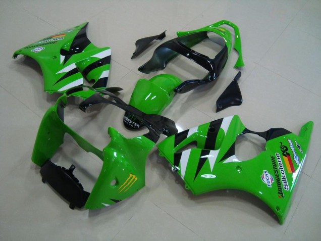 Aftermarket 2000-2002 Green Black Kawasaki ZX6R Motor Fairings