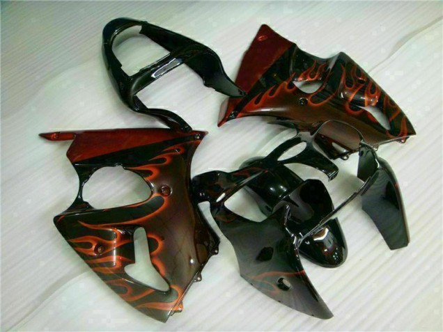 Aftermarket 2000-2002 Black Red Flame Kawasaki ZX6R Motorcycle Fairing Kits