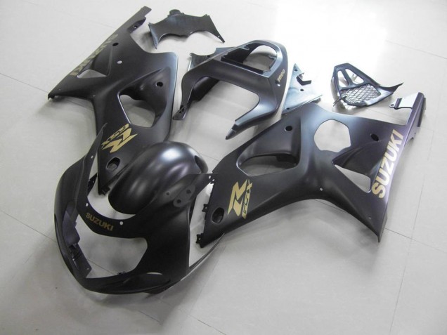 Custom 2000-2002 All Matte Black with Gold Sticker Suzuki GSXR 1000 Motorcycle Bodywork Custom 2000-2002 All Matte Black with Gold Sticker Suzuki GSXR 1000 Motorcycle Bodywork