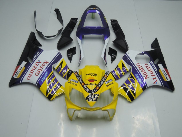 Custom 2001-2003 Yellow White Nastro Azzurro Honda CBR600 F4i Motorbike Fairing Custom 2001-2003 Yellow White Nastro Azzurro Honda CBR600 F4i Motorbike Fairing