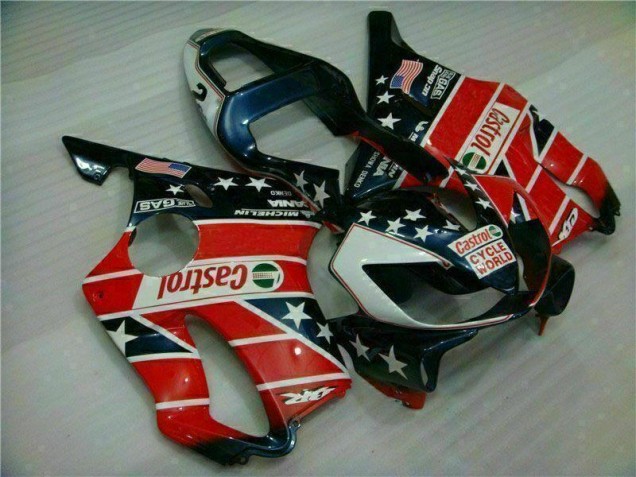Custom 2001-2003 Red White Blue Castrol Cycle World Honda CBR600 F4i Motorcycle Fairings Kits Custom 2001-2003 Red White Blue Castrol Cycle World Honda CBR600 F4i Motorcycle Fairings Kits