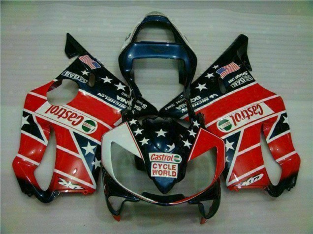Custom 2001-2003 Red White Blue Castrol Cycle World Honda CBR600 F4i Motorcycle Fairings Kits Custom 2001-2003 Red White Blue Castrol Cycle World Honda CBR600 F4i Motorcycle Fairings Kits