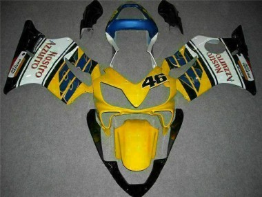 Custom 2001-2003 Yellow White Honda CBR600 F4i Moto Fairings
