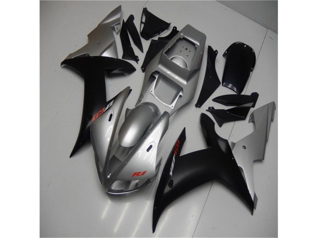 Custom 2002-2003 Silver Black Yamaha YZF R1 Motorbike Fairings