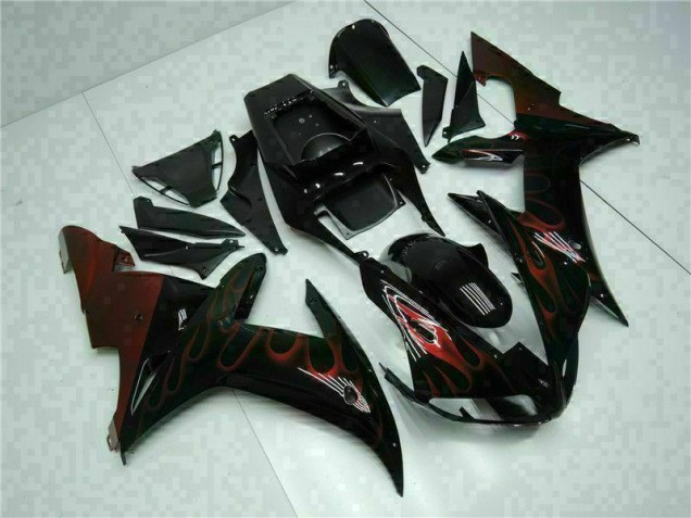 Custom 2002-2003 Black Yamaha YZF R1 Motorcyle Fairings Custom 2002-2003 Black Yamaha YZF R1 Motorcyle Fairings