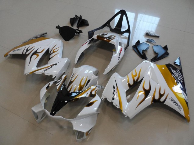 Custom 2002-2013 White Gold Black Flame Honda VFR800 Bike Fairings Custom 2002-2013 White Gold Black Flame Honda VFR800 Bike Fairings