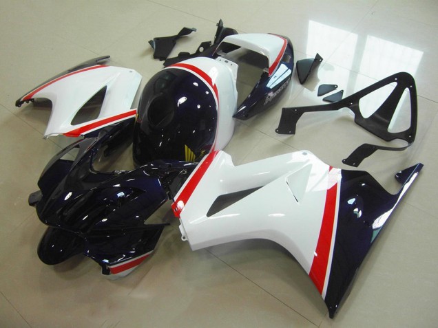 Custom 2002-2013 White Dark Blue Honda VFR800 Motorbike Fairing