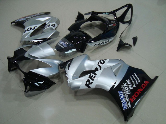 Aftermarket 2002-2013 Silver Repsol Honda VFR800 Moto Fairings