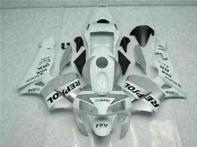 Custom 2003-2004 White Silver Repsol Honda CBR600RR Replacement Fairings Custom 2003-2004 White Silver Repsol Honda CBR600RR Replacement Fairings