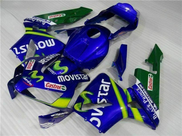 Custom 2003-2004 Blue Green Movistar Castrol Honda CBR600RR Motorbike Fairing Custom 2003-2004 Blue Green Movistar Castrol Honda CBR600RR Motorbike Fairing