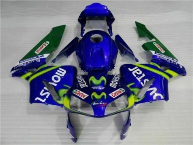 Custom 2003-2004 Blue Green Movistar Castrol Honda CBR600RR Motorbike Fairing