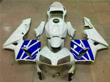 Custom 2003-2004 White Blue Honda CBR600RR Bike Fairings