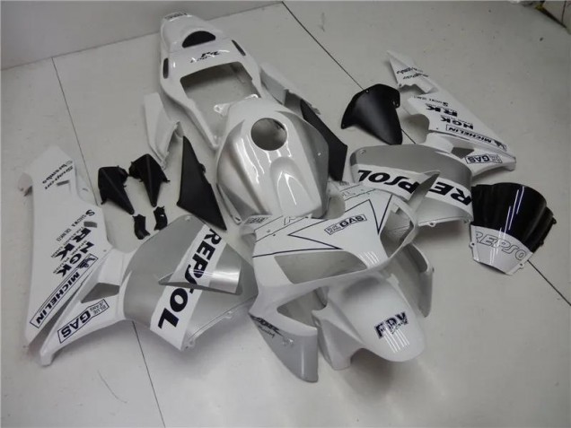 Custom 2003-2004 Silver White Black Repsol Honda CBR600RR Motorcycle Fairings Kit Custom 2003-2004 Silver White Black Repsol Honda CBR600RR Motorcycle Fairings Kit
