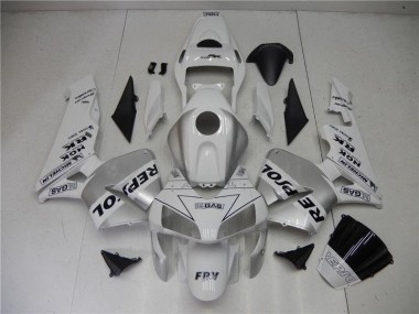 Custom 2003-2004 Silver White Black Repsol Honda CBR600RR Motorcycle Fairings Kit
