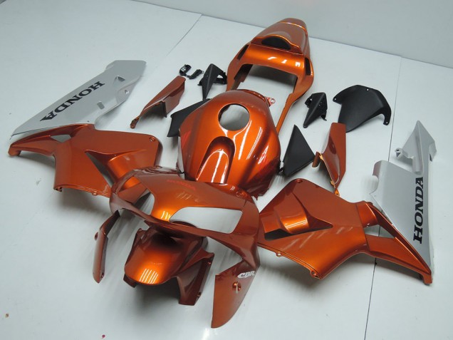 Custom 2003-2004 Orange Silver Honda CBR600RR Motorbike Fairing