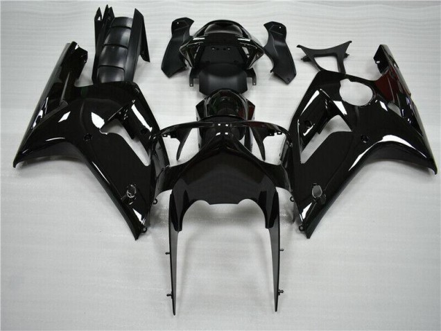 Custom 2003-2004 Glossy Black Kawasaki ZX6R Moto Fairings Custom 2003-2004 Glossy Black Kawasaki ZX6R Moto Fairings