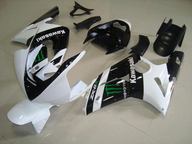 Custom 2003-2004 White Monster Kawasaki ZX6R Bike Fairings Custom 2003-2004 White Monster Kawasaki ZX6R Bike Fairings