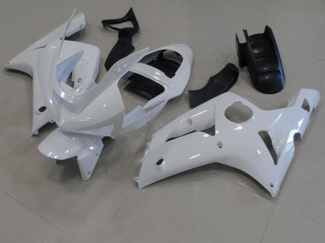 Custom 2003-2004 White Kawasaki ZX6R Bike Fairings Custom 2003-2004 White Kawasaki ZX6R Bike Fairings