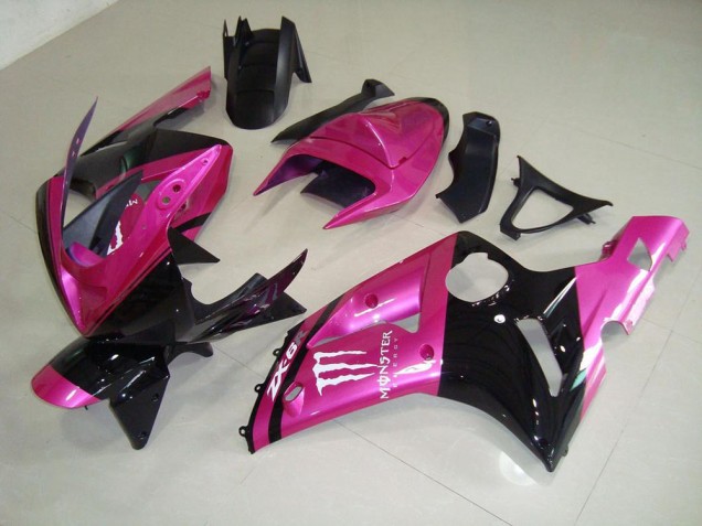 Custom 2003-2004 Pink Black Monster Kawasaki ZX6R Bike Fairing Kit Custom 2003-2004 Pink Black Monster Kawasaki ZX6R Bike Fairing Kit