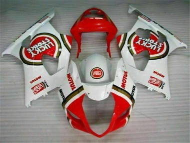 Custom 2003-2004 Red White Suzuki GSXR 1000 Motorbike Fairing Kits