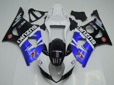 Custom 2003-2004 Blue White and Black Suzuki GSXR 1000 Bike Fairings